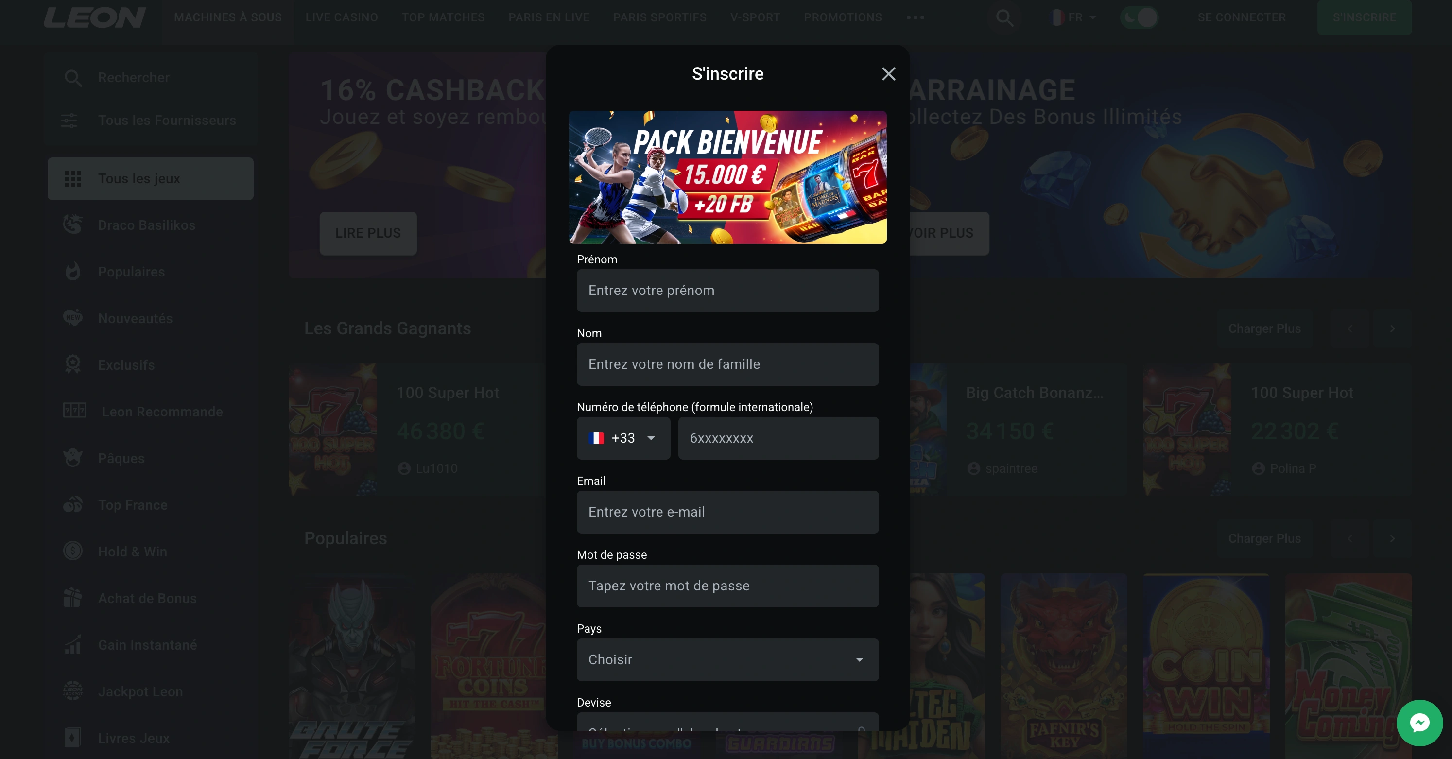Comment s'inscrire sur Leon casino ?